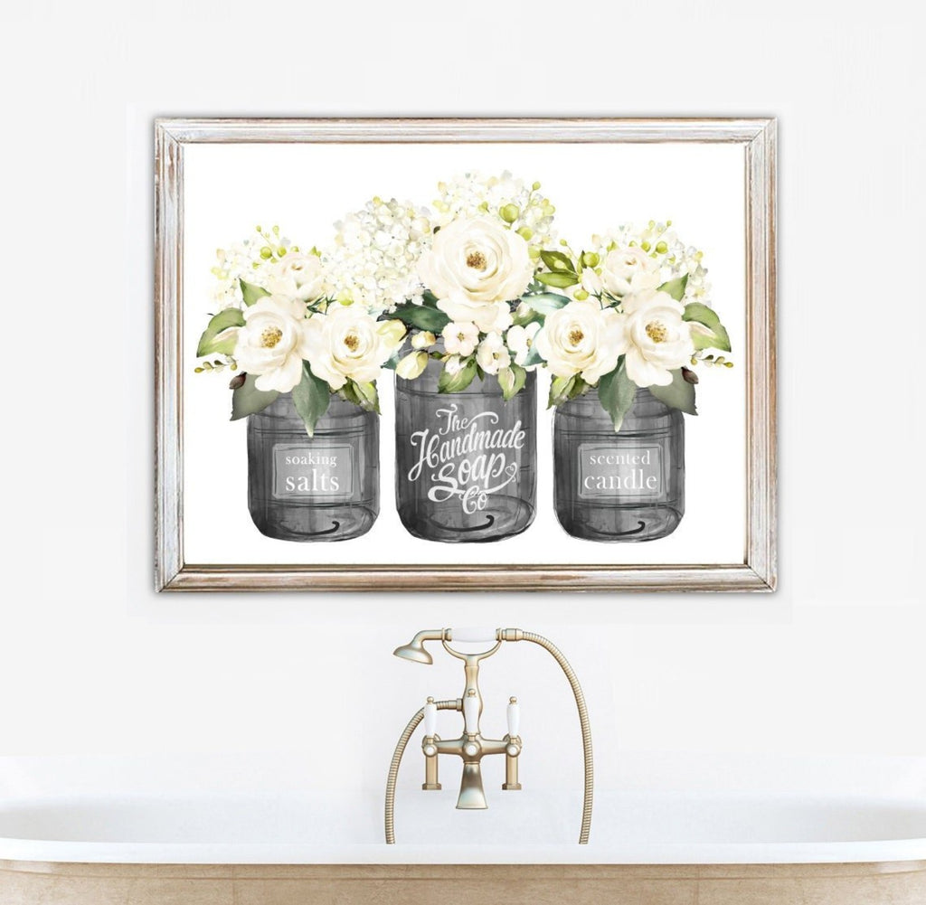 Black Mason Jar Trio Floral Soaking Salts The Handmade Soap Co Scented Candle Print - Lettered & Lined