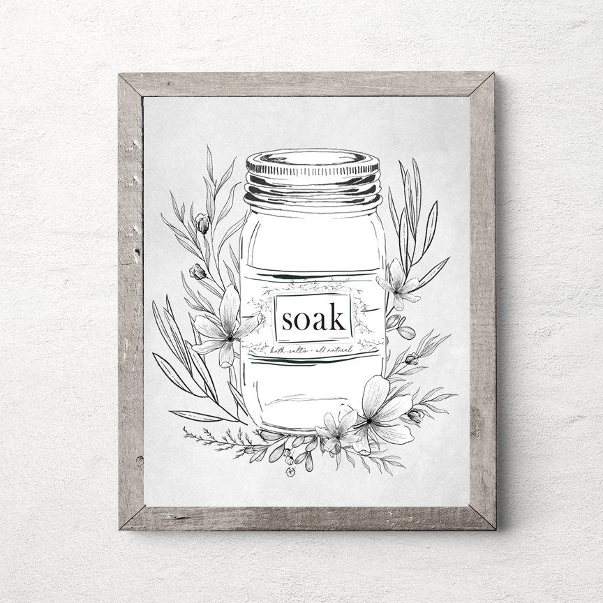 Relax Soak Unwind Mason Jar Prints SET of Three 