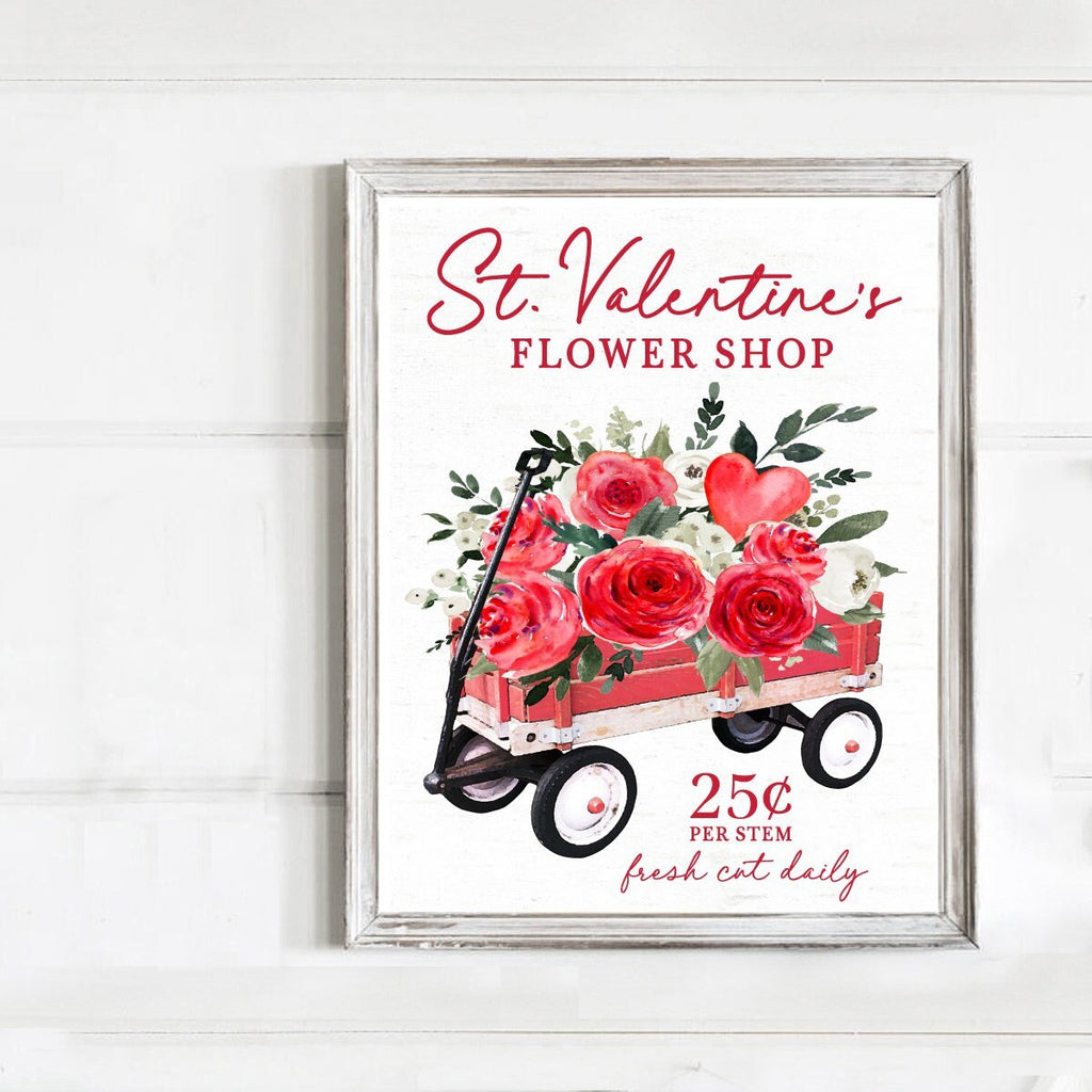 St. Valentine's Flower Shop Red Wagon - Lettered & Lined