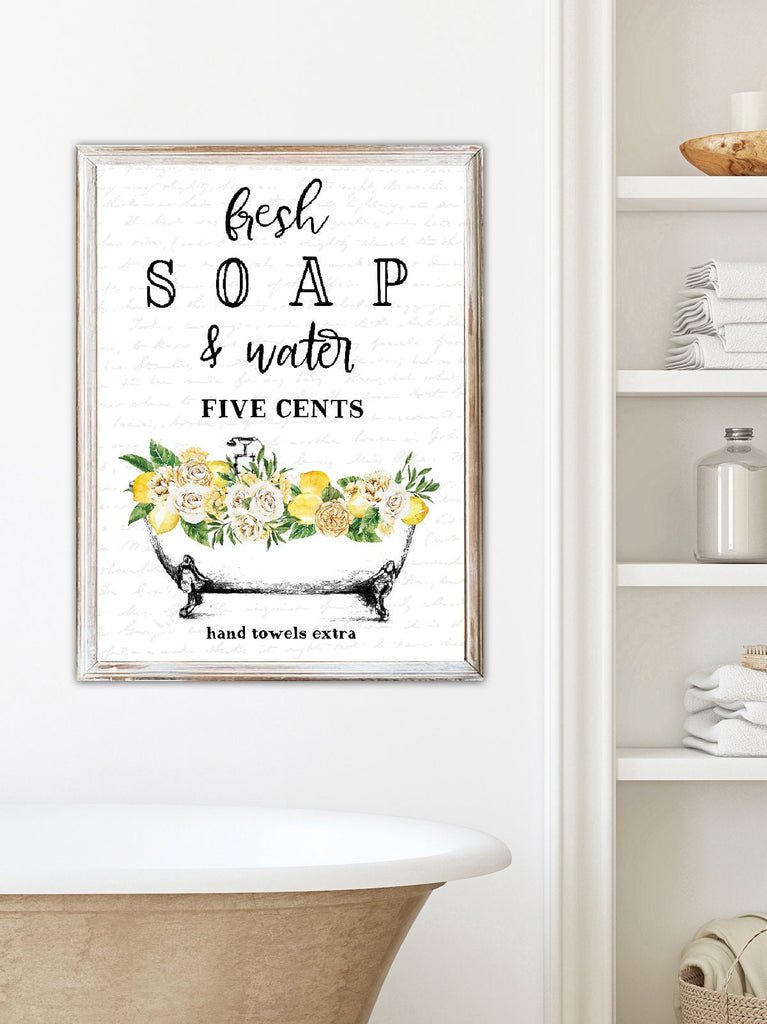 Set of 3 Lemon Yellow Bathroom - Lettered & Lined