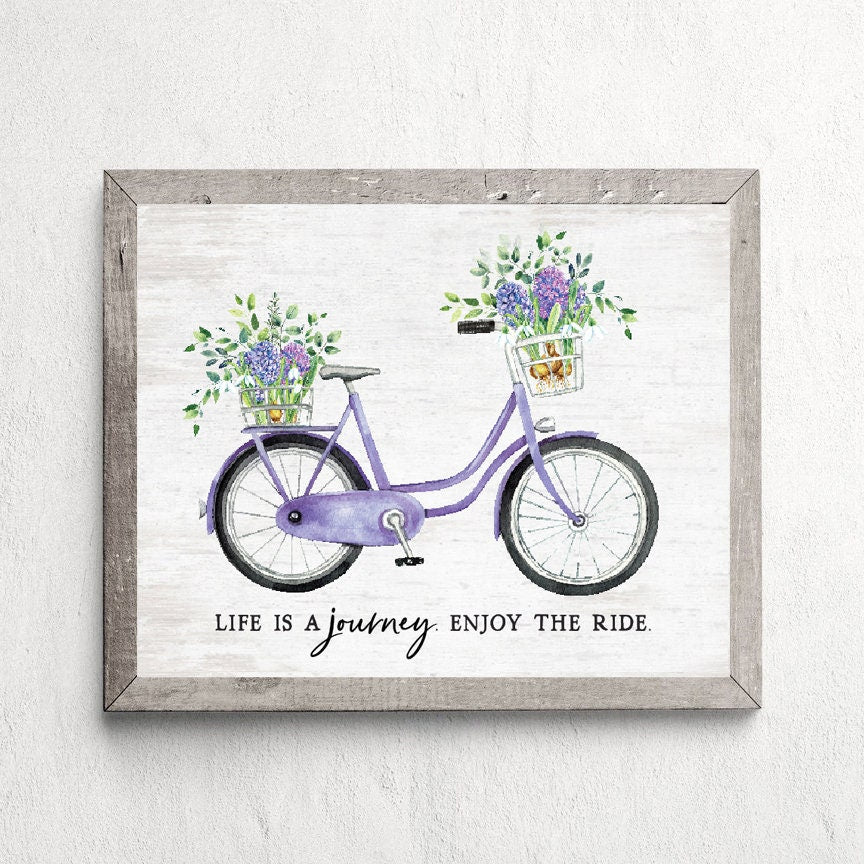 Life Is A Journey Enjoy The Ride Purple Bicycle Print 