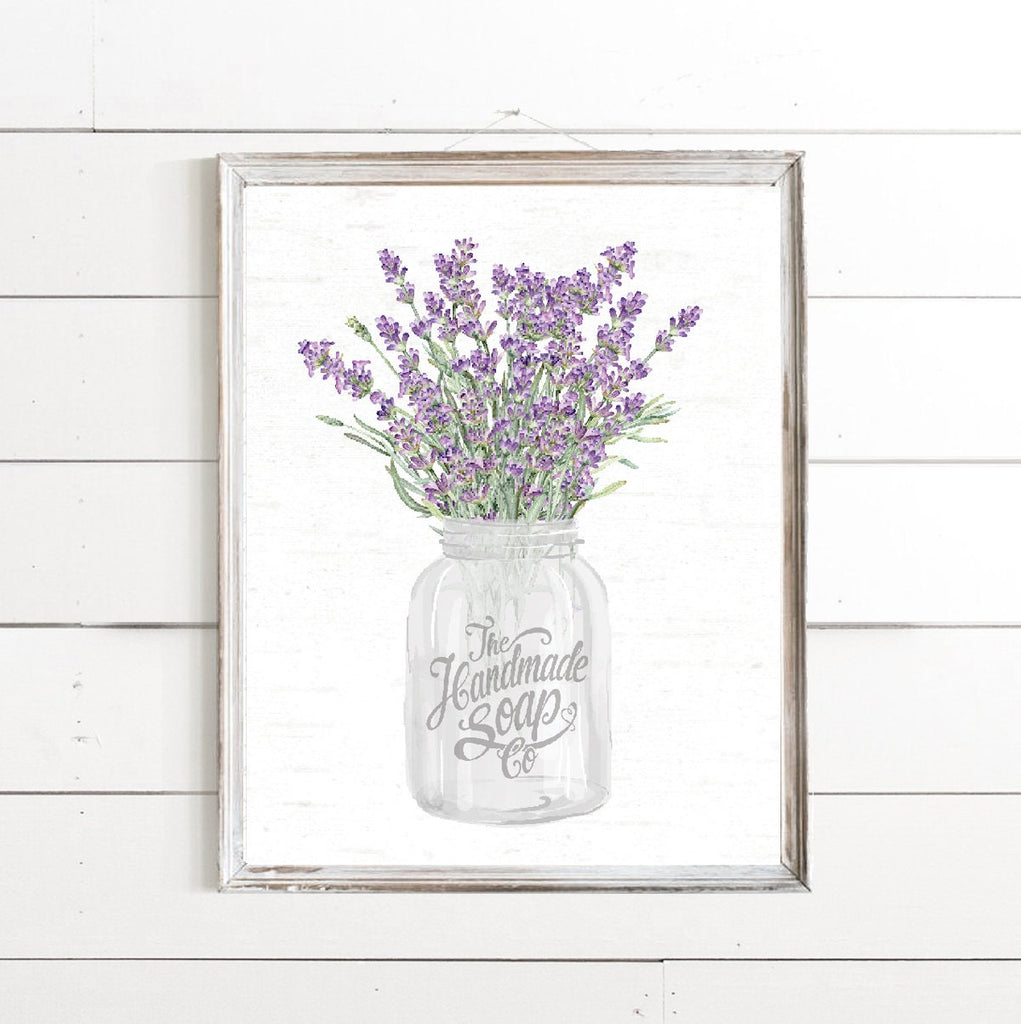 Lavender Floral White Mason Print 