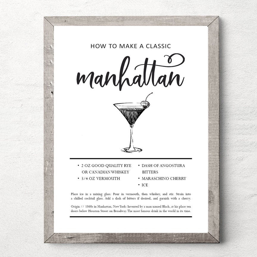Manhattan: How To Make A Classic Cocktail Print 