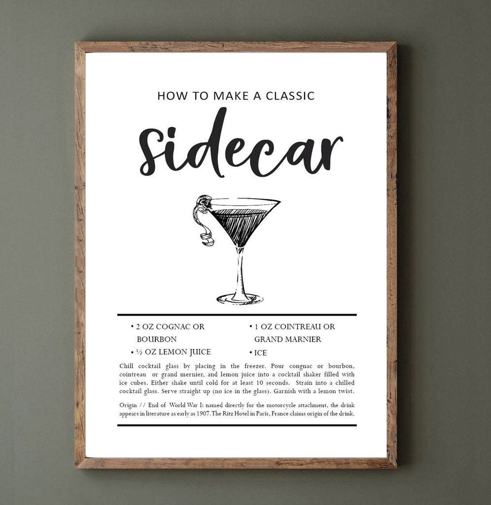 Sidecar: How To Make A Classic Cocktail Print 