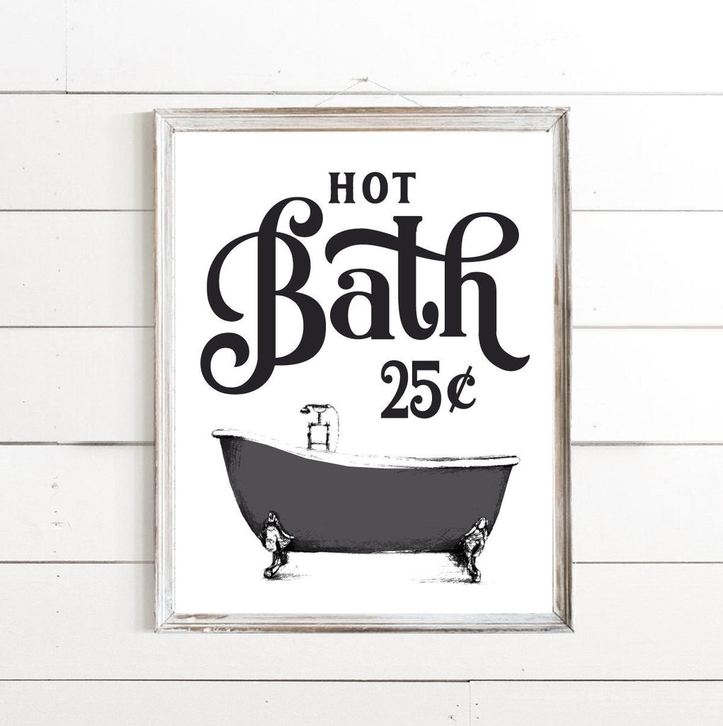 Hot Bath 25 Cents Black Clawfoot Tub Print 