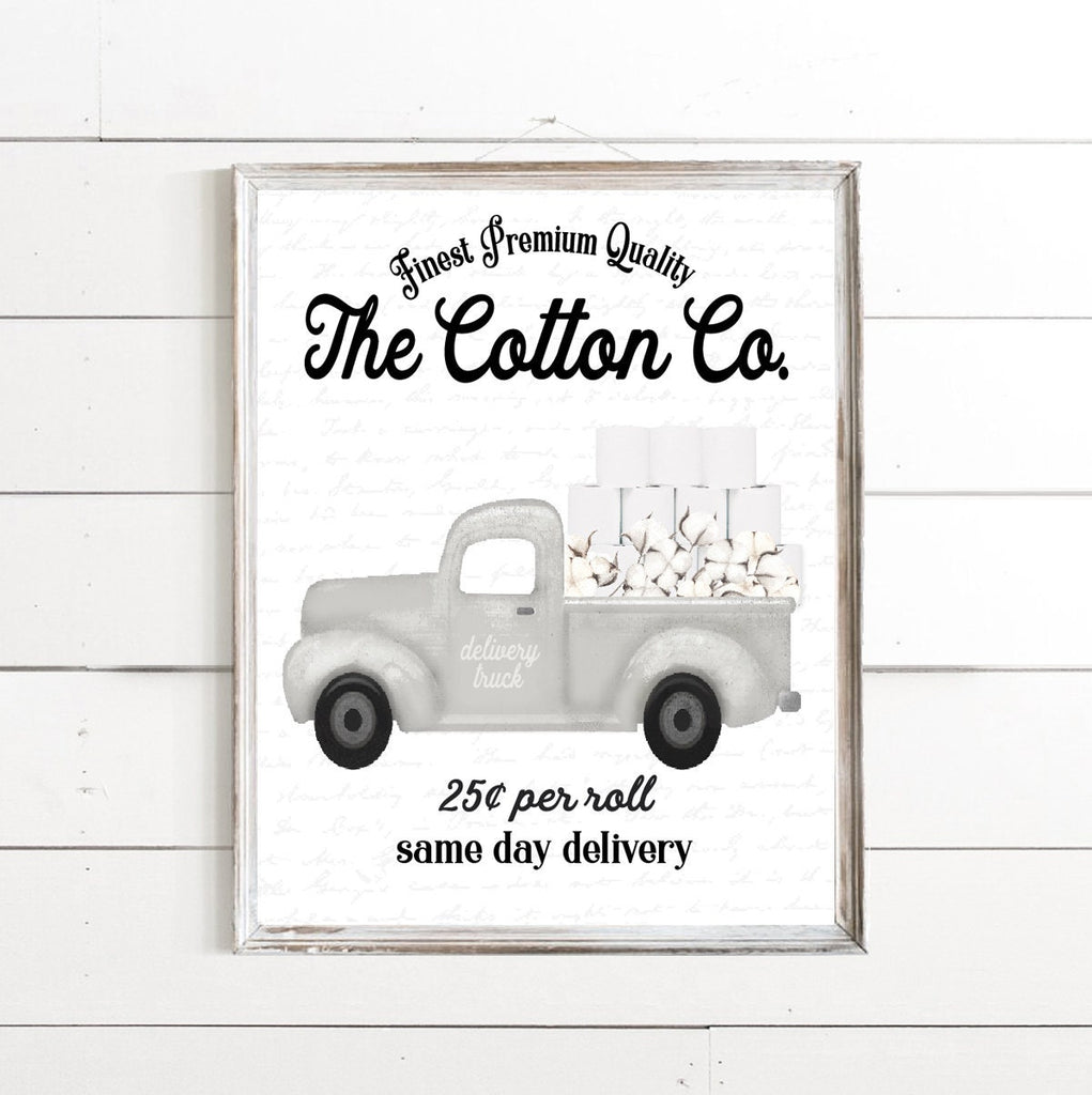 White Cotton Co Truck 25 Cents Per Roll Print 