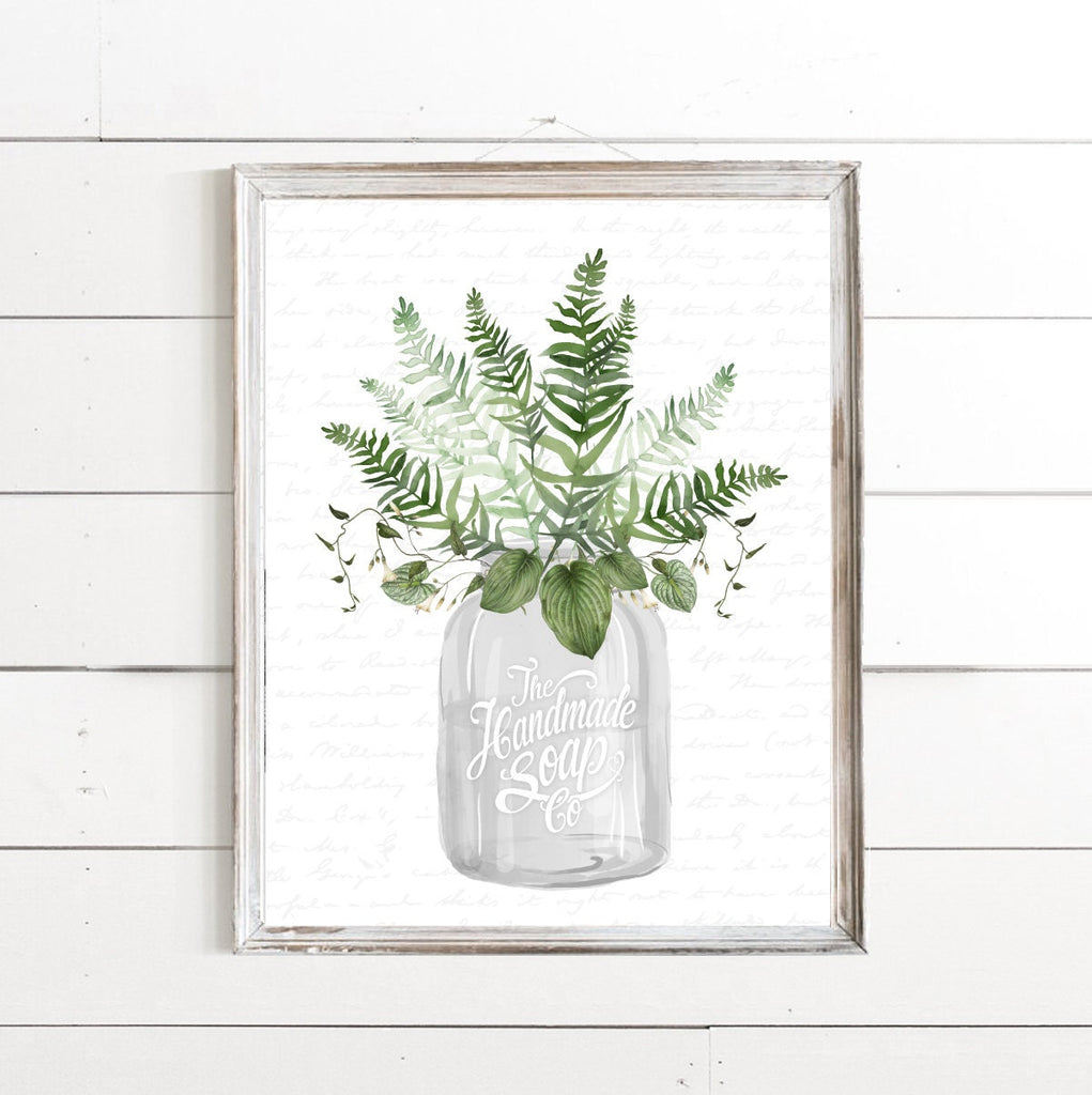 White Mason Jar Greenery The Handmade Soap Co - Lettered & Lined