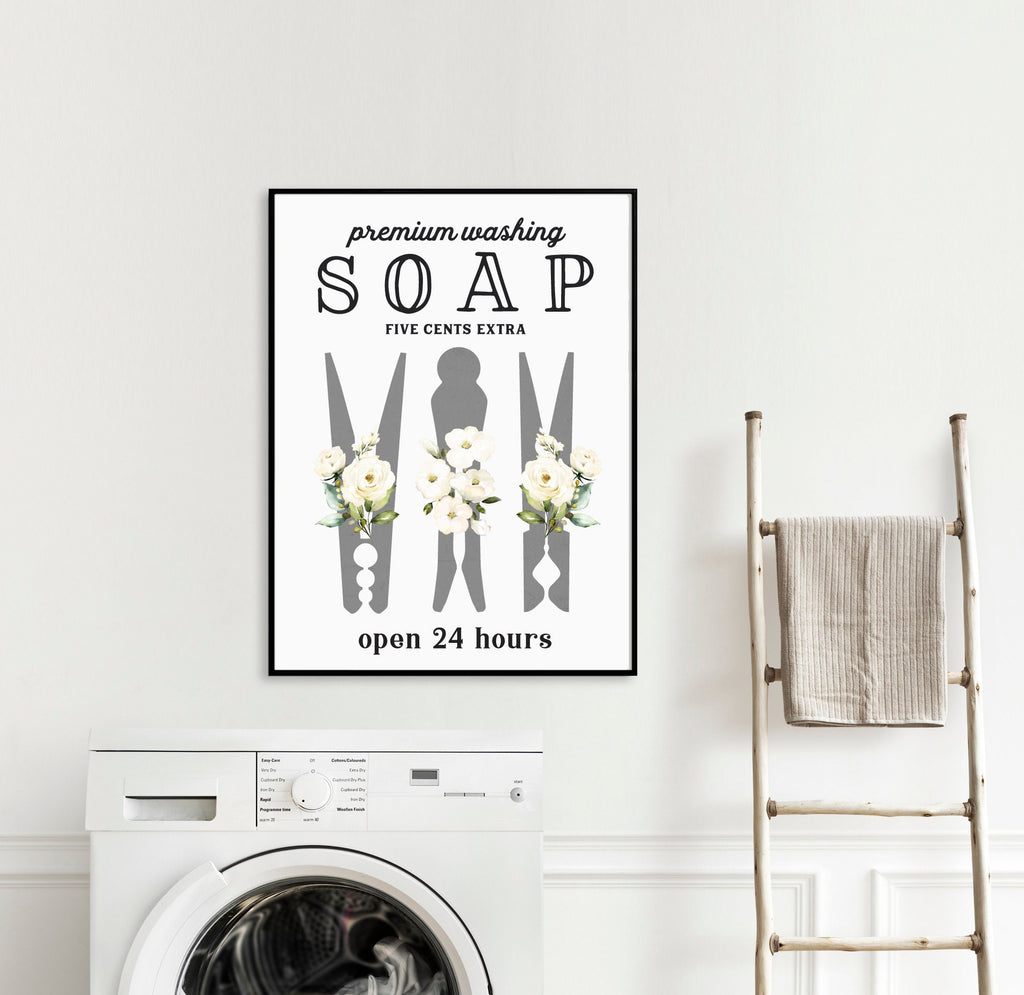 Set of 3 Gray Laundry Wall Art: Laundry Co | Laundry Wall Decor | Farmhouse Laundry Decor | Laundry Signs | Vintage Laundry | Wall Hanging