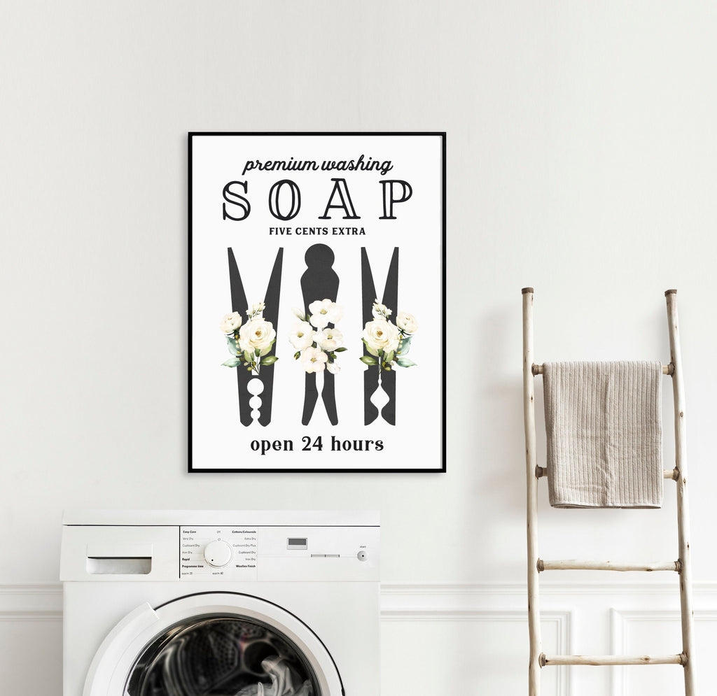 Set of 3 Black Laundry Wall Art: Laundry Co | Laundry Wall Decor | Farmhouse Laundry Decor | Laundry Signs | Vintage Laundry | Wall Hanging
