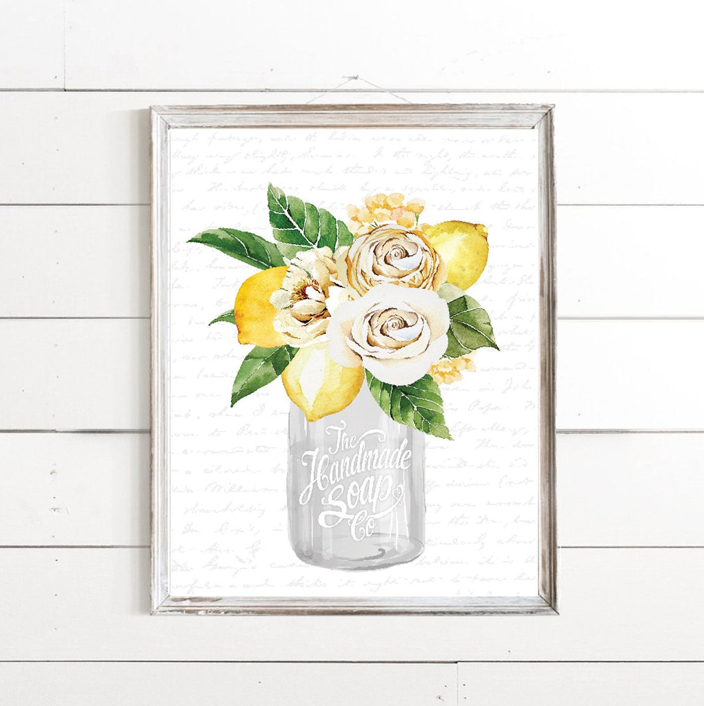 Set of 3 Lemon Yellow Bathroom - Lettered & Lined