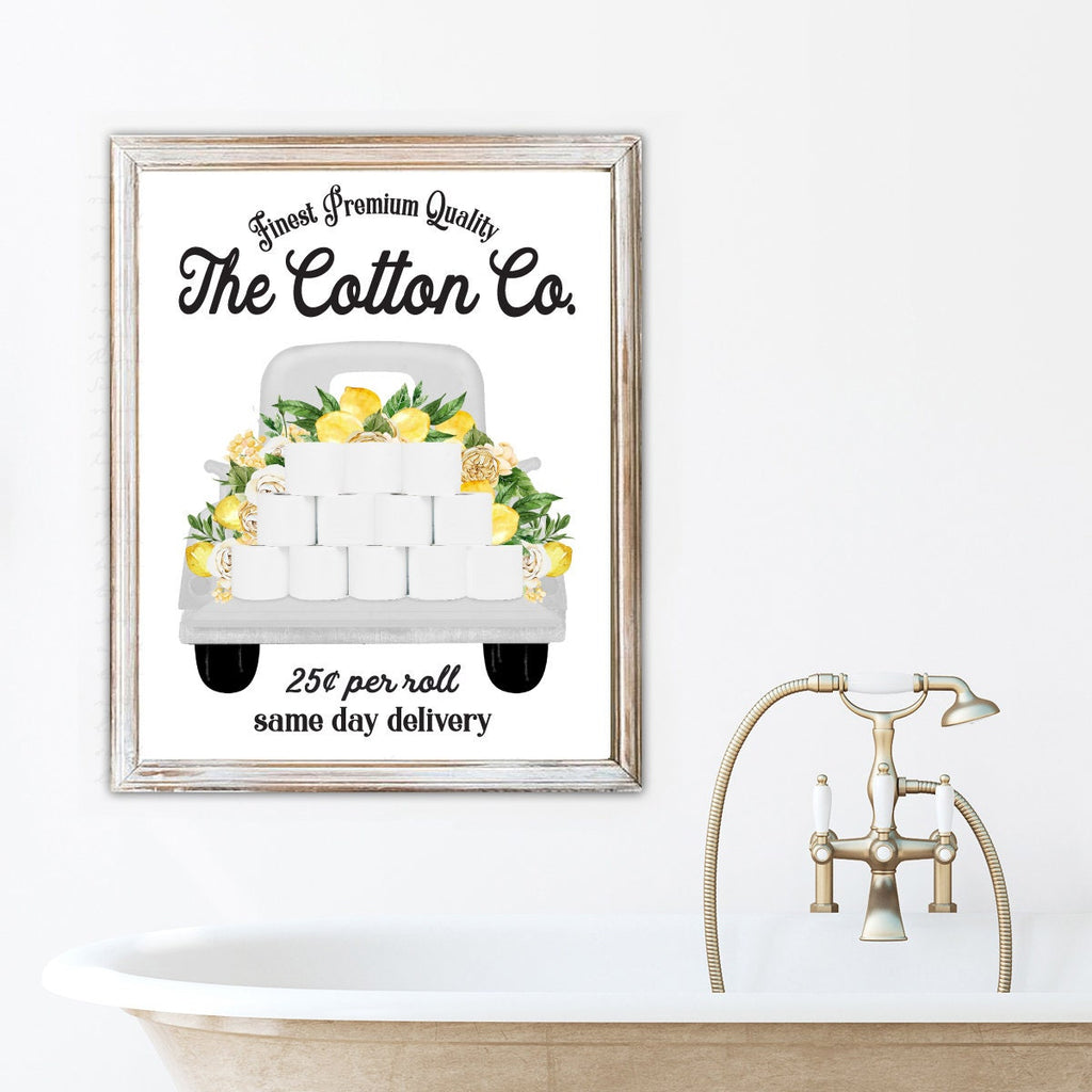 Set of 3 Lemon Yellow Bathroom - Lettered & Lined