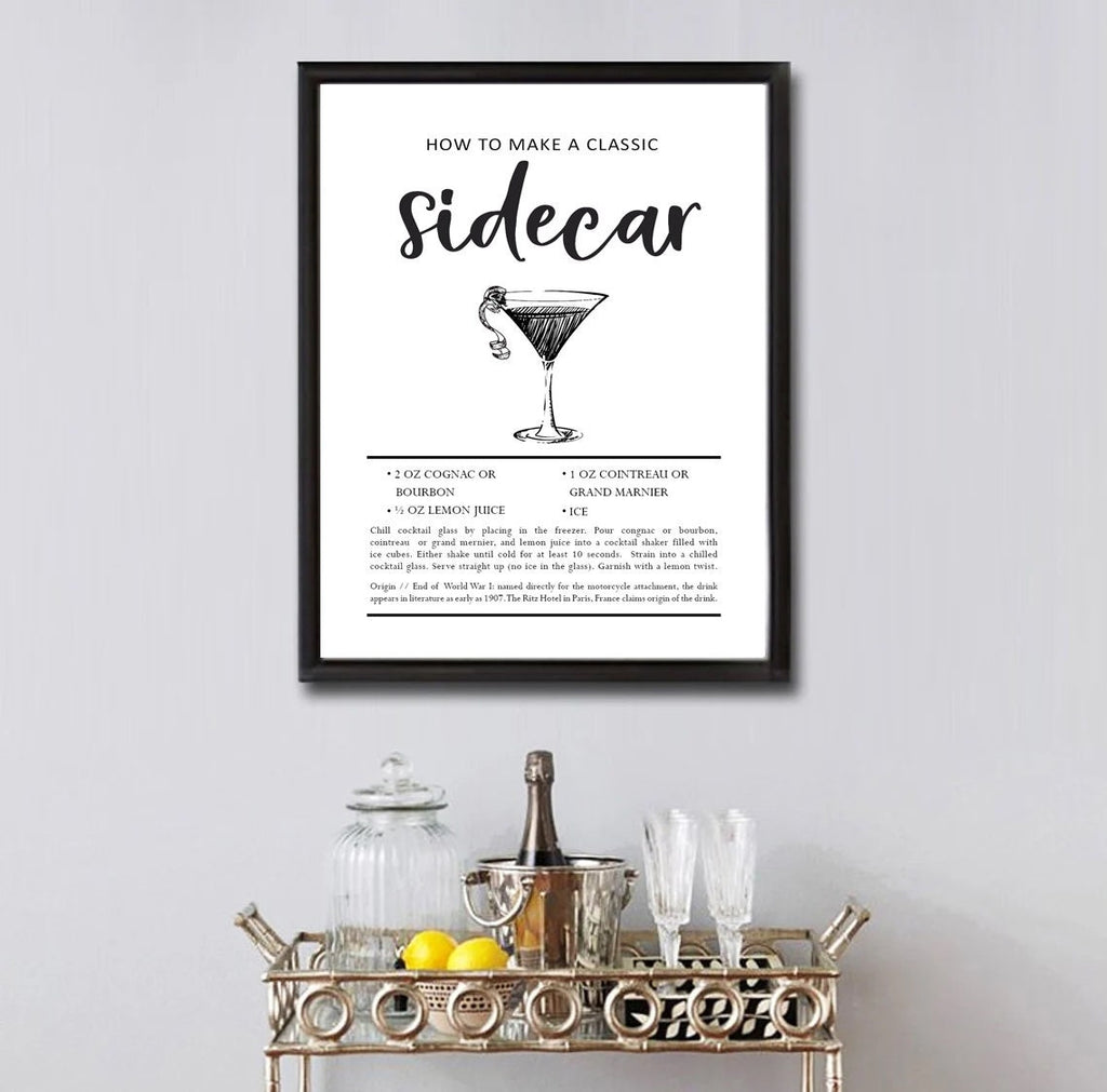 Sidecar: How To Make A Classic Cocktail Print 