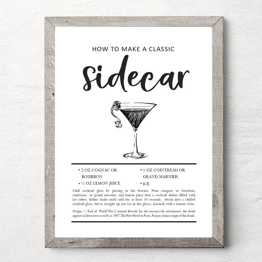 Sidecar: How To Make A Classic Cocktail Print 