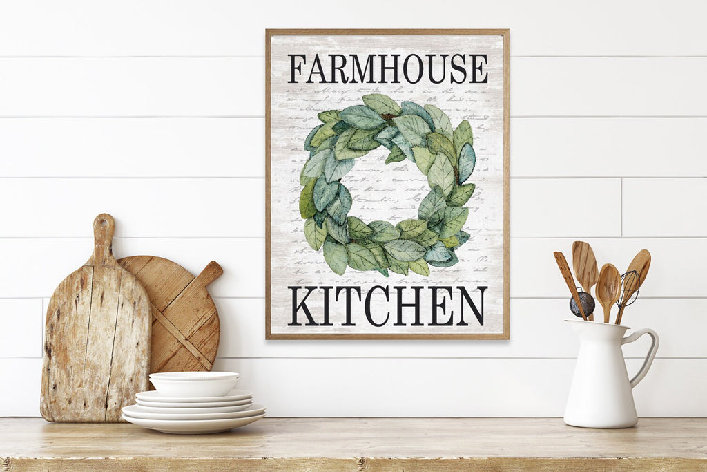 Farmhouse Kitchen Green Wreath Print 