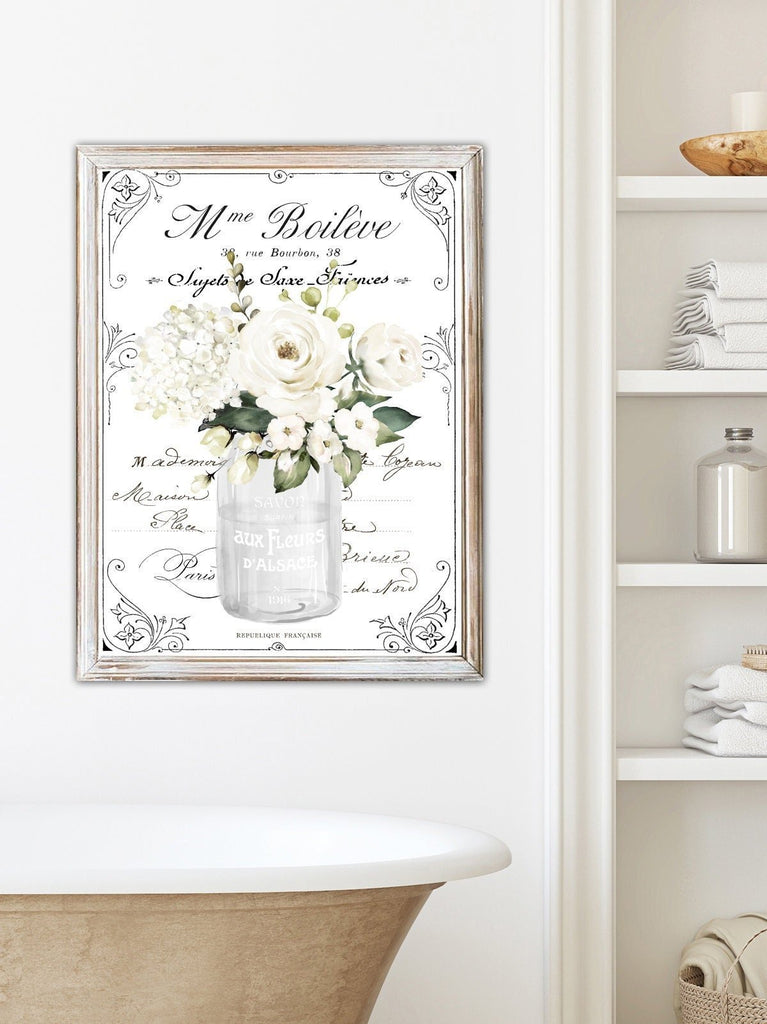 French White Mason White Floral - Lettered & Lined