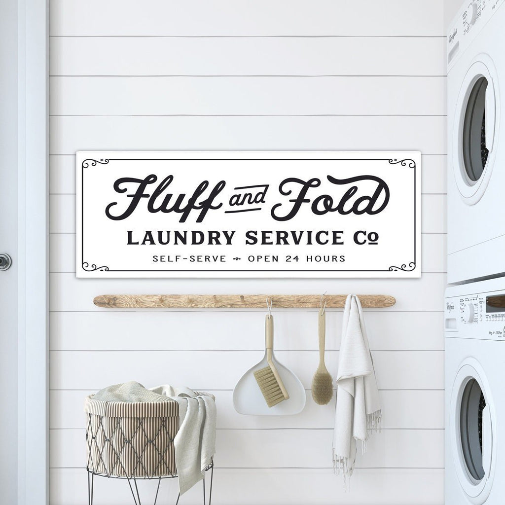 Fluff and Fold Laundry Service Co Sign - Lettered & Lined