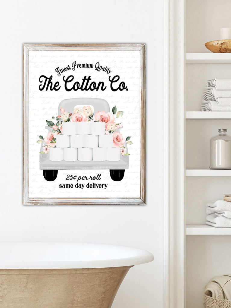 Set of 3 White with Rose Floral Bathroom Prints 