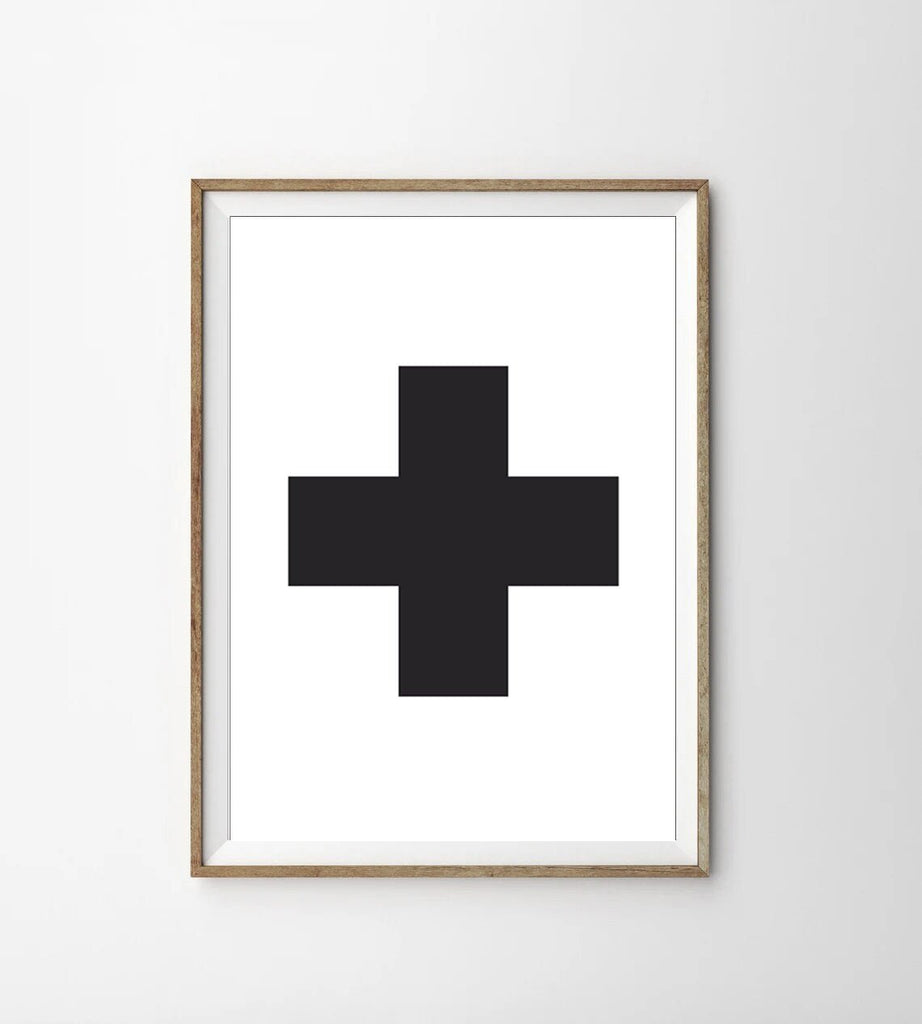 Black & White Swiss Cross - Lettered & Lined