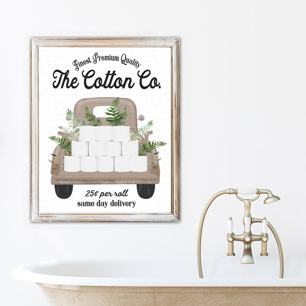 Set of 3 Natural & Greenery Bathroom - Lettered & Lined