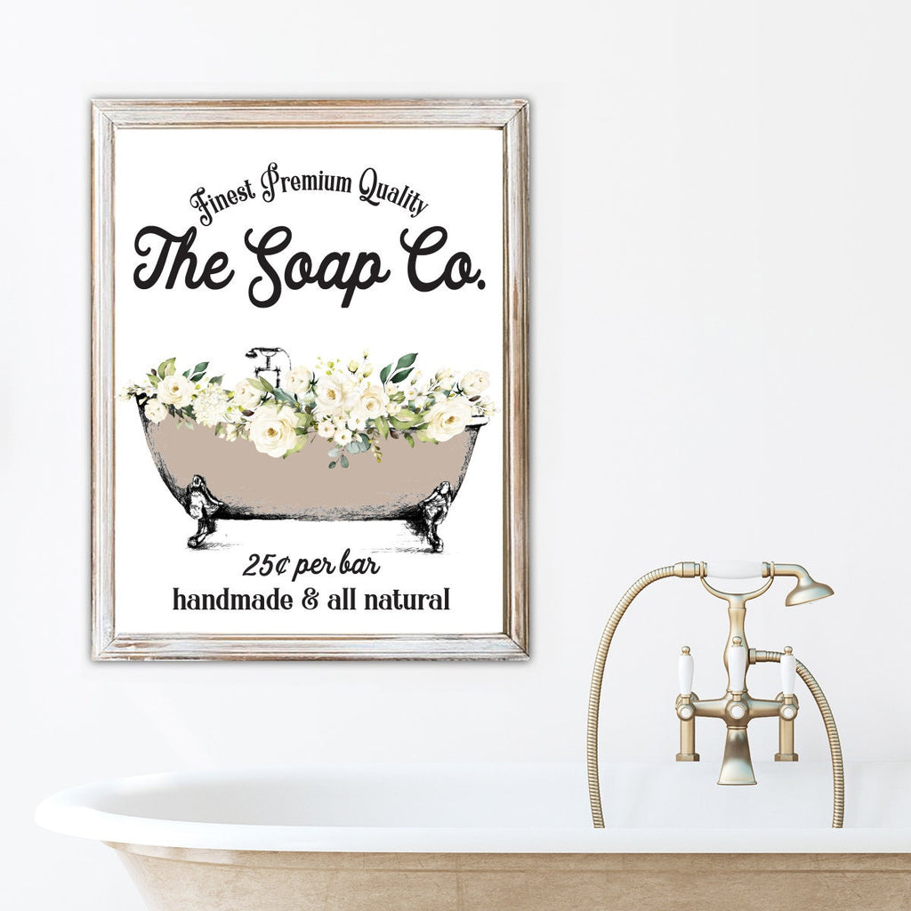 The Soap Co Natural Clawfoot White Floral 25 Cents Print 