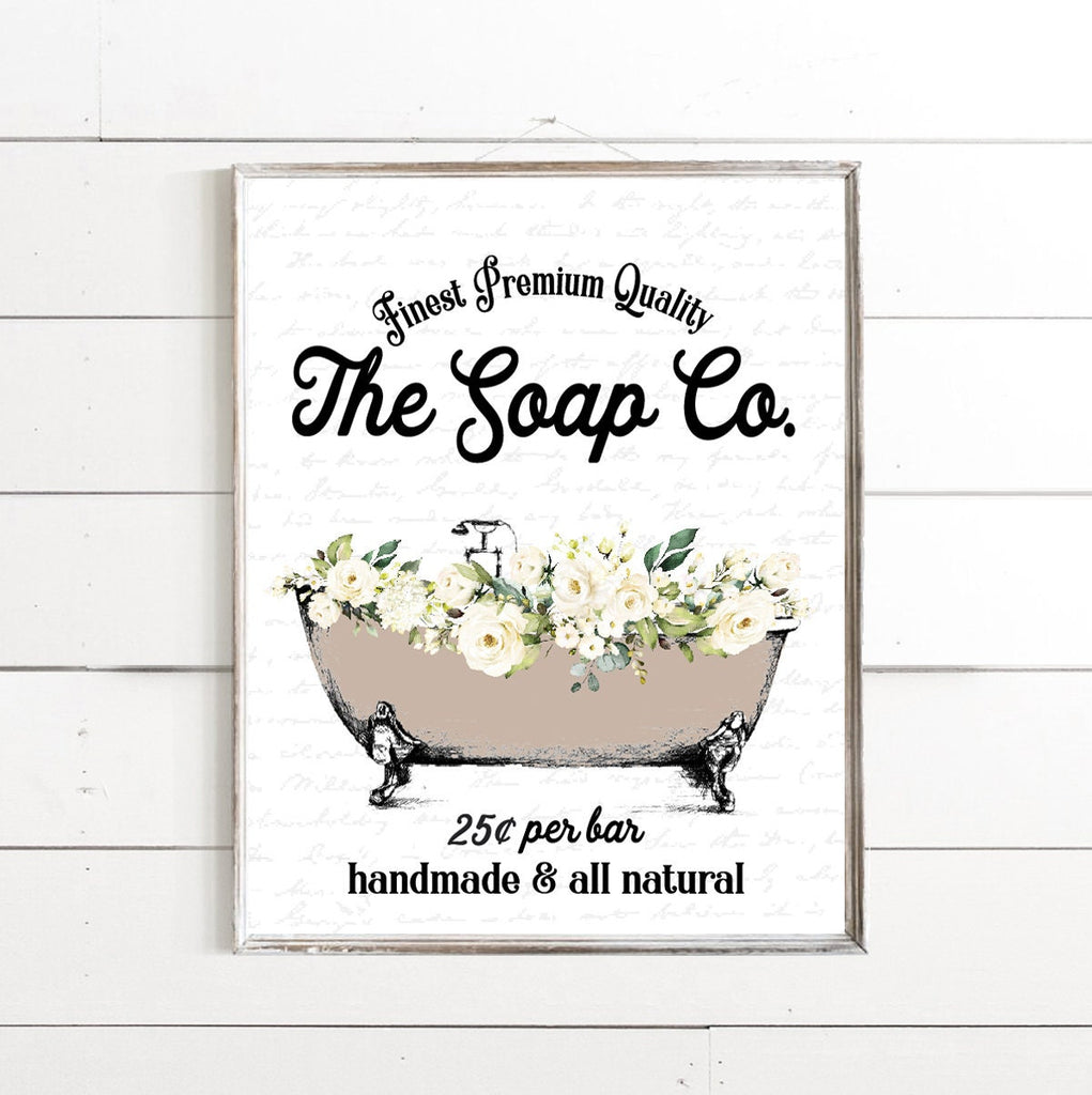 The Soap Co Natural Clawfoot White Floral 25 Cents Print 