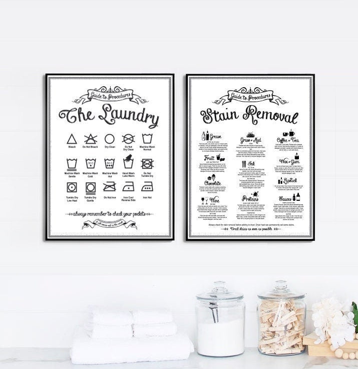 Set of 2 The Laundry and Stain Removal Vintage - Lettered & Lined