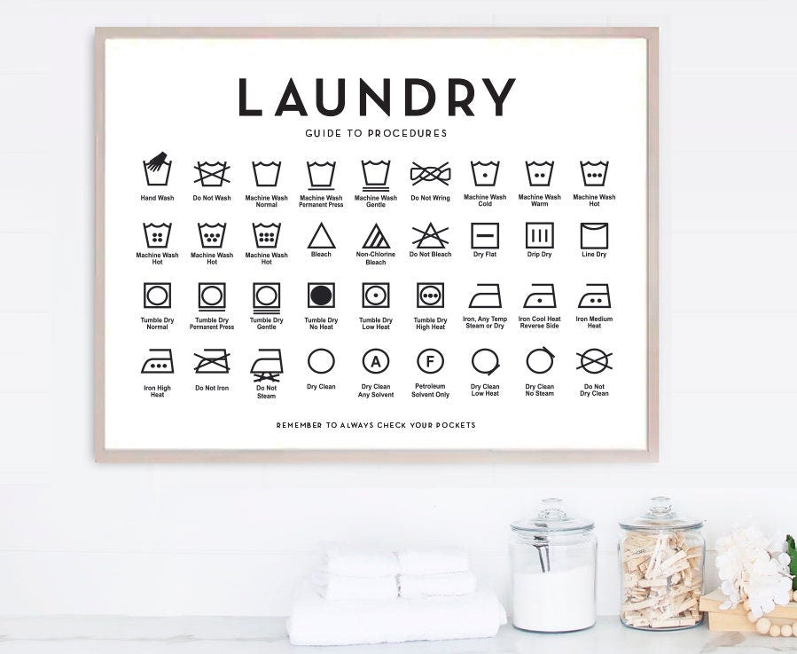 Laundry Guide To Procedures Print Set Horizontal - Lettered & Lined