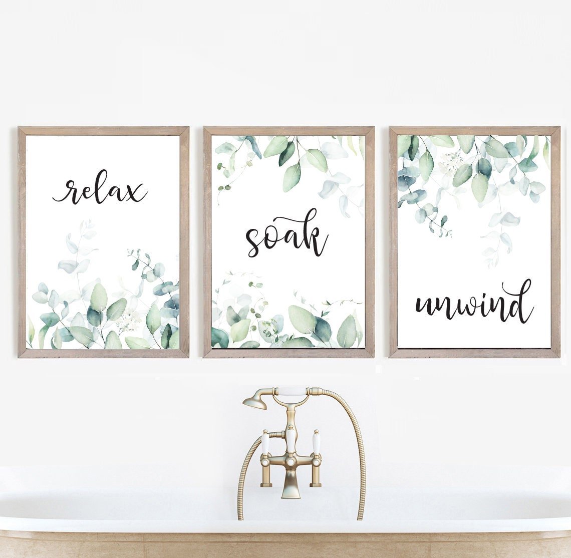 Set of 3 Relax Soak Unwind Eucalyptus Bathroom Wall Art | Bathroom Wall Decor | Farmhouse Bathroom Decor | Bathroom Signs | Vintage Sign Art - Lettered & Lined set-of-3-relax-soak-unwind-eucalyptus-bathroom-wall-art-bathroom-wall-decor-farmhouse-bathroom-decor-bathroom-signs-vintage-sign-art-lettered-lined