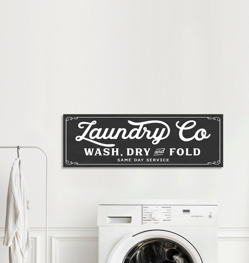 Laundry Co Wash Dry and Fold Original Canvas Sign - Lettered & Lined
