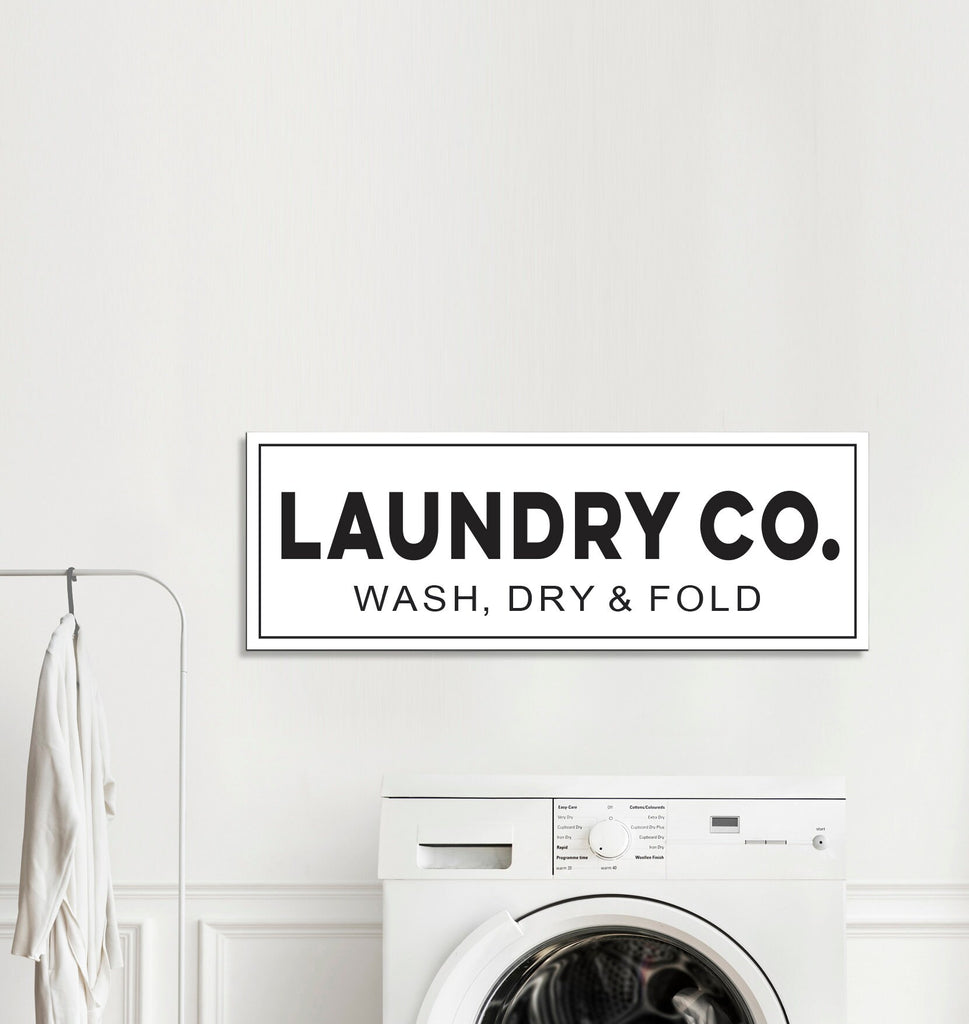 Laundry Co Wash Dry & Fold Canvas Sign - Lettered & Lined