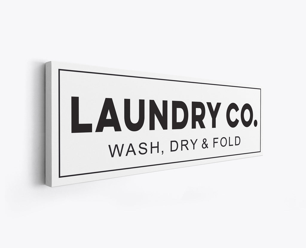 Laundry Co Wash Dry & Fold Canvas Sign - Lettered & Lined