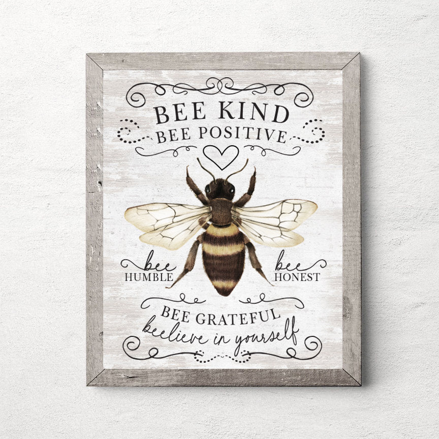 Bee Kind Bee Positive Print - Lettered & Lined