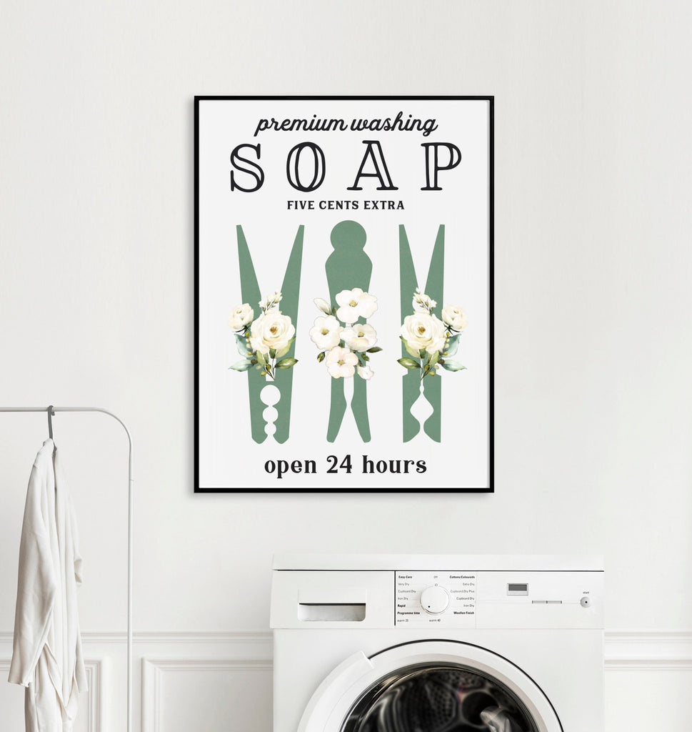 Set of 3 Subtle Green Laundry Wall Art: Laundry Co | Laundry Wall Decor | Farmhouse Laundry | Laundry Signs | Vintage Laundry | Wall Hanging