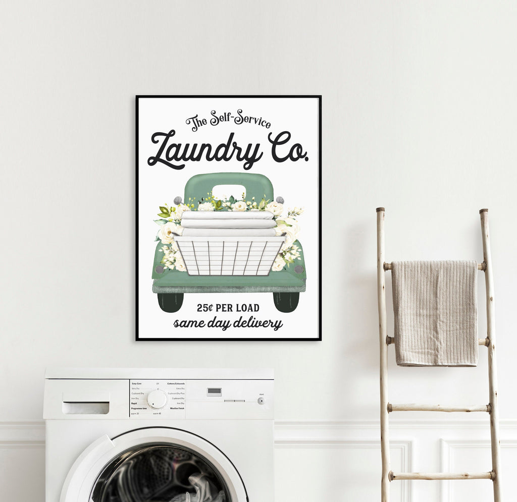 Set of 3 Subtle Green Laundry Wall Art: Laundry Co | Laundry Wall Decor | Farmhouse Laundry | Laundry Signs | Vintage Laundry | Wall Hanging