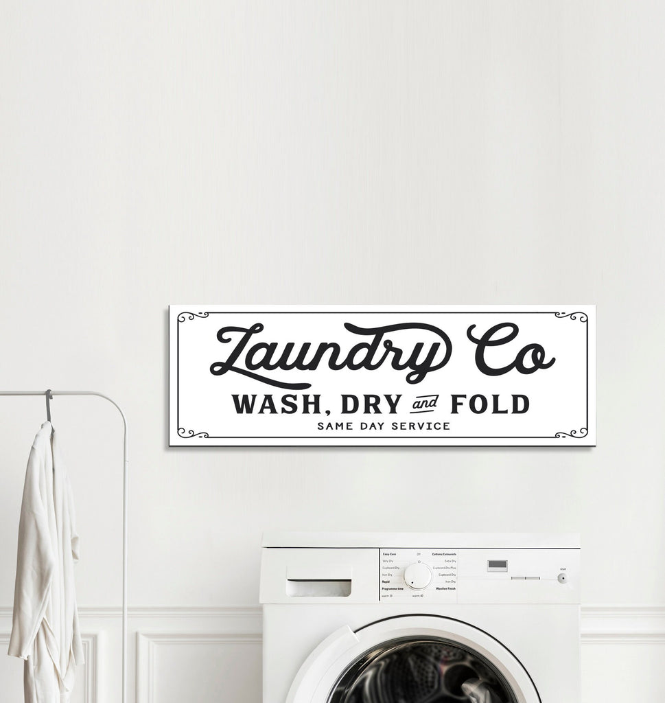 Laundry Co Wash Dry and Fold Original Canvas Sign - Lettered & Lined