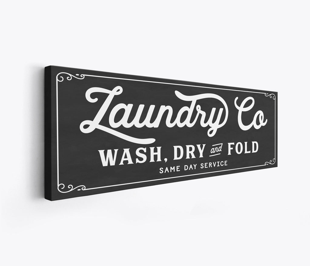 Laundry Co Wash Dry and Fold Original Canvas Sign - Lettered & Lined