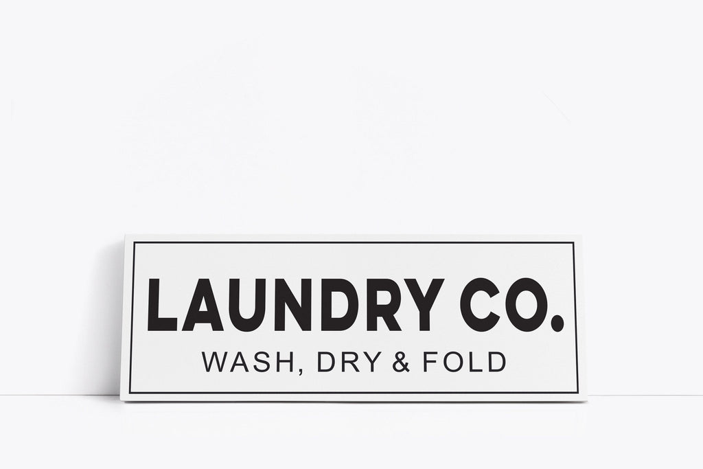 Laundry Co Wash Dry & Fold Canvas Sign - Lettered & Lined