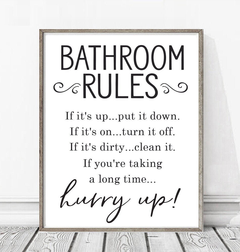 Bathroom Rules Hurry Up Art print (no frame) - Lettered & Lined