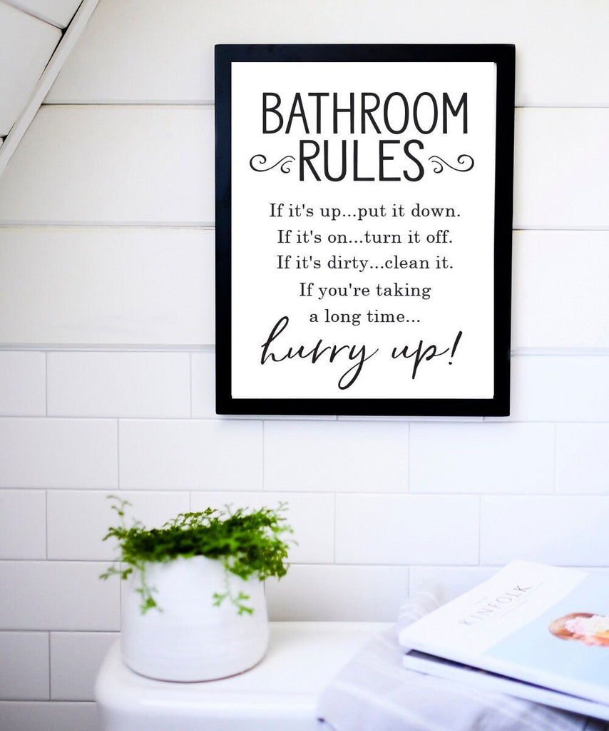 Bathroom Rules Hurry Up Art print (no frame) - Lettered & Lined