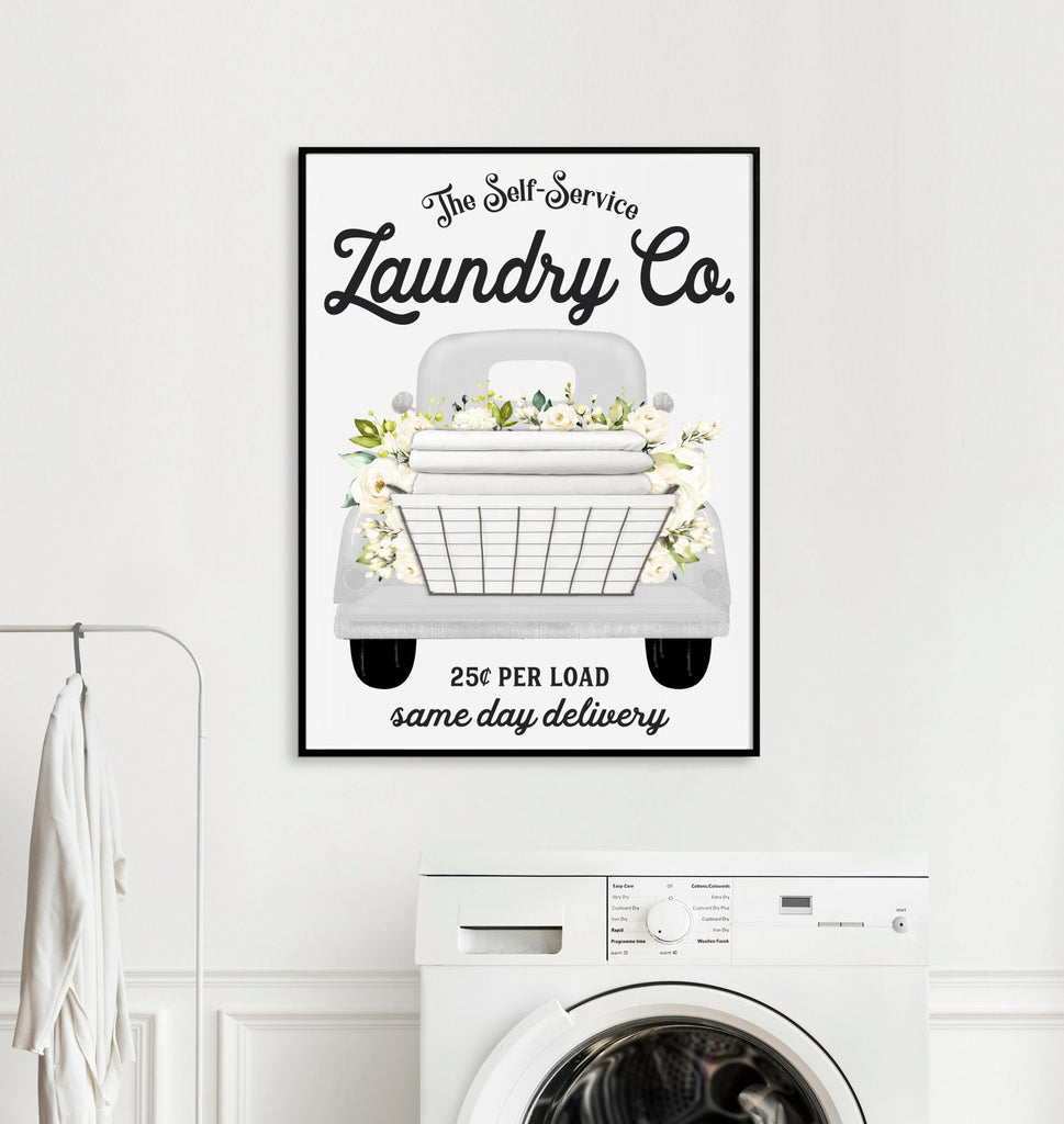 Set of 3 White Laundry Wall Art: Laundry Co | Laundry Wall Decor | Farmhouse Laundry Decor | Laundry Signs | Vintage Laundry | Wall Hanging