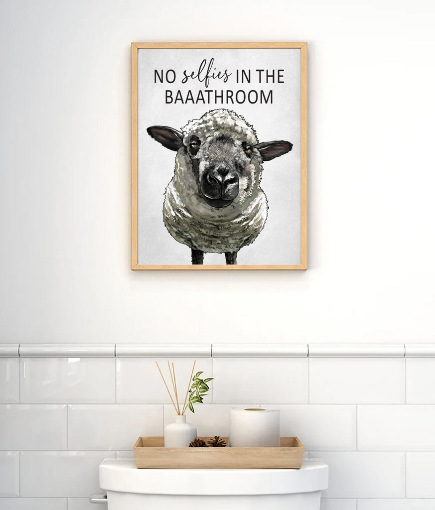 Set of 3 Custom Bathroom Prints: Cow, Donkey & Sheep - Lettered & Lined