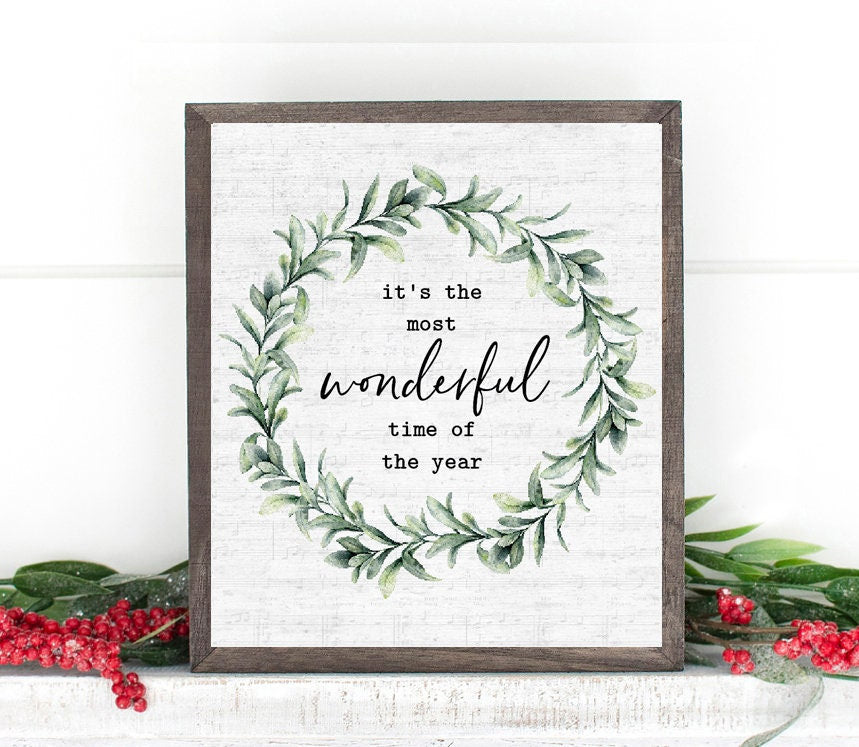 It&#39;s The Most Wonderful Time Of The Year Wreath Print