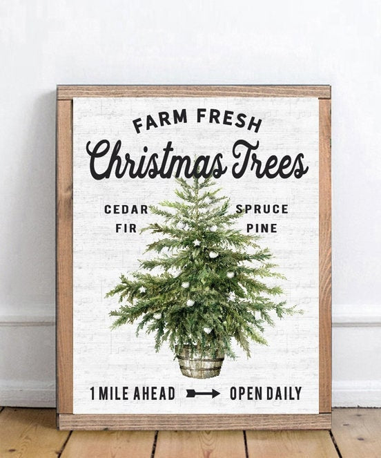 Farm Fresh Christmas Trees One Mile Ahead Print