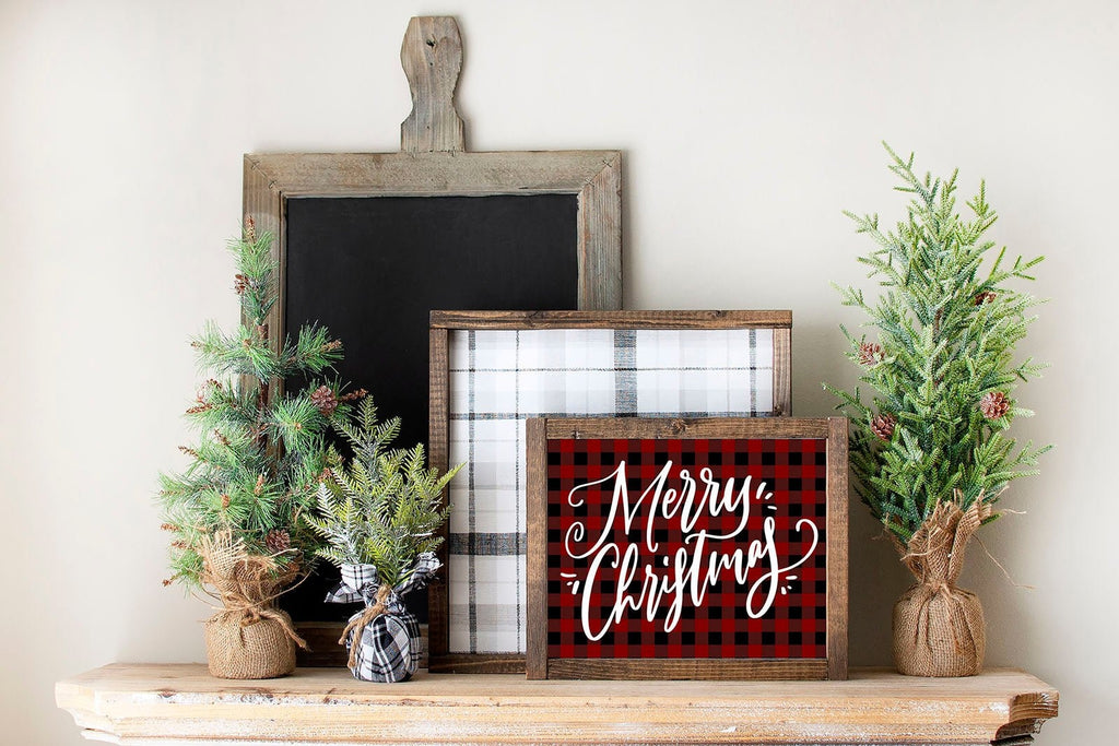 Merry Christmas Buffalo Check - Lettered & Lined