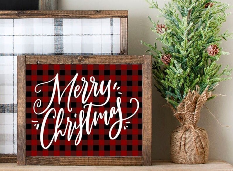 Merry Christmas Buffalo Check - Lettered & Lined
