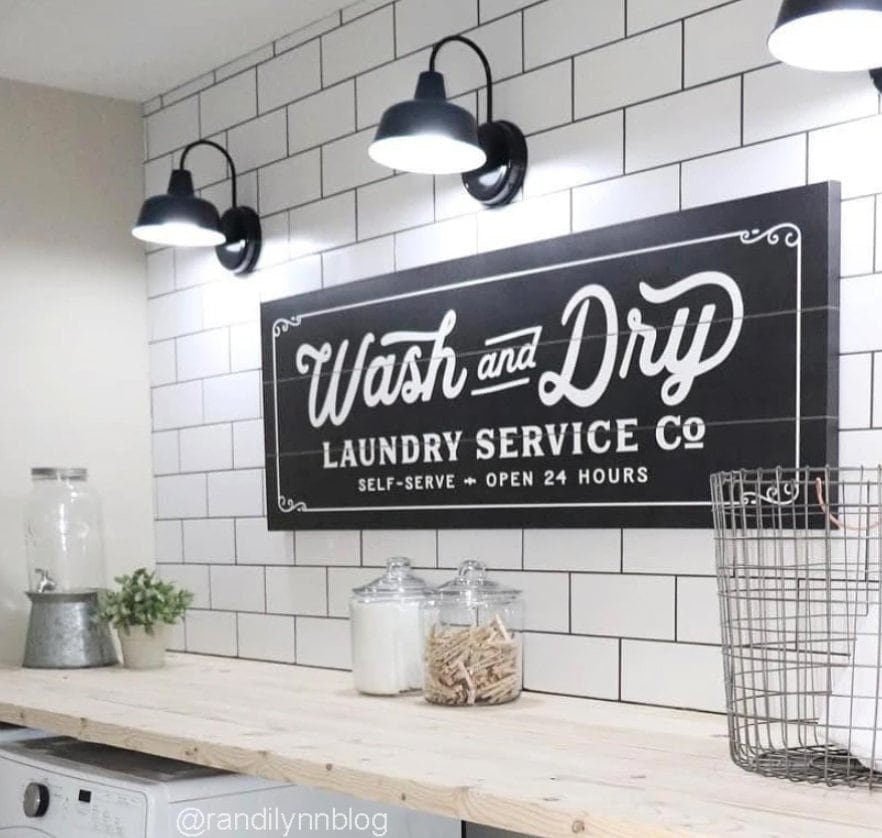 Arrow Laundry Service Distressed Wood Sign – Rustic 5 Cents Per Load Decor