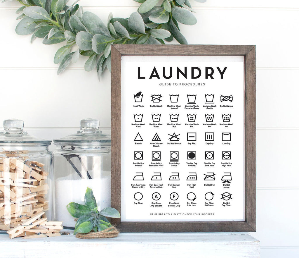 Set of 2 Laundry Symbols Guide and Stain Removal Laundry Wall Art | Laundry Wall Decor | Farmhouse Laundry | Laundry Signs | Vintage Laundry