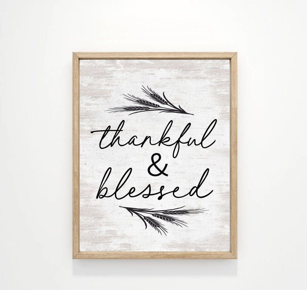 Thankful & Blessed Wheat Motif Custom - Lettered & Lined
