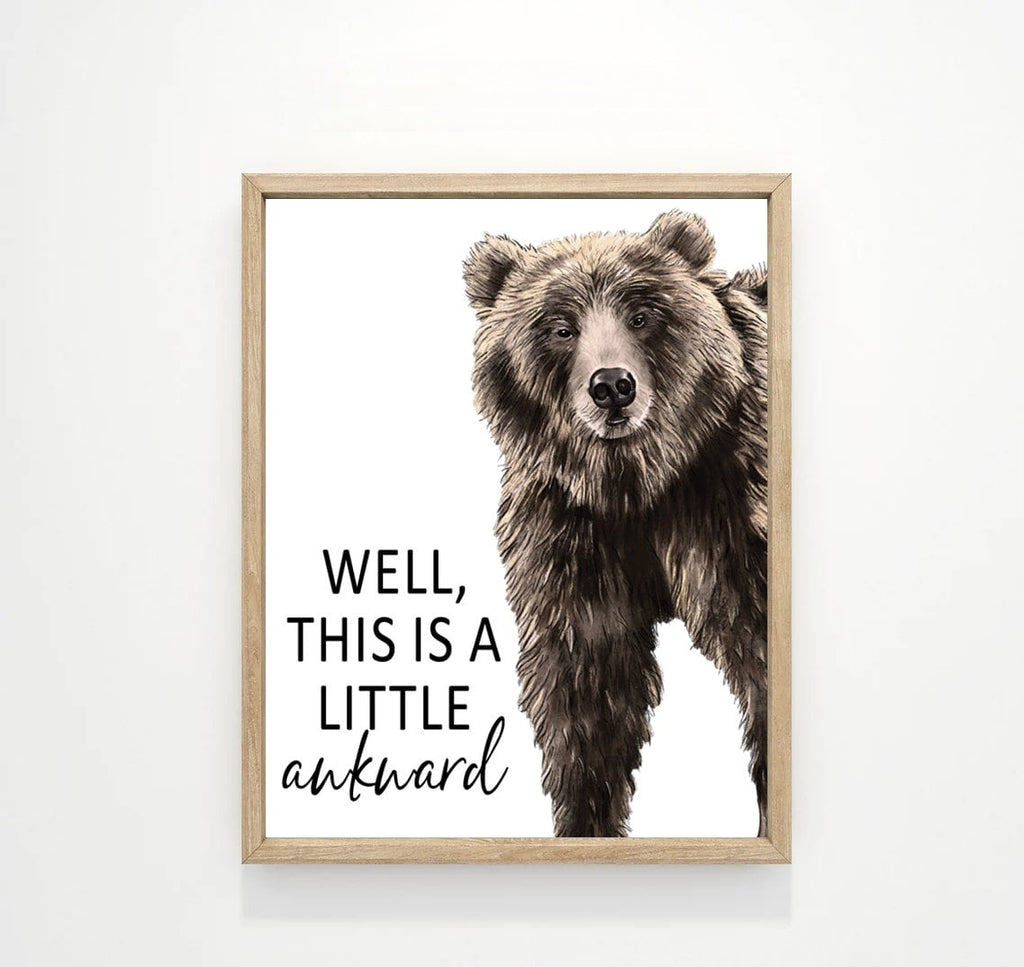 Set of 3 Bathroom Prints: Cheeky Moose, Bear & Deer - Lettered & Lined