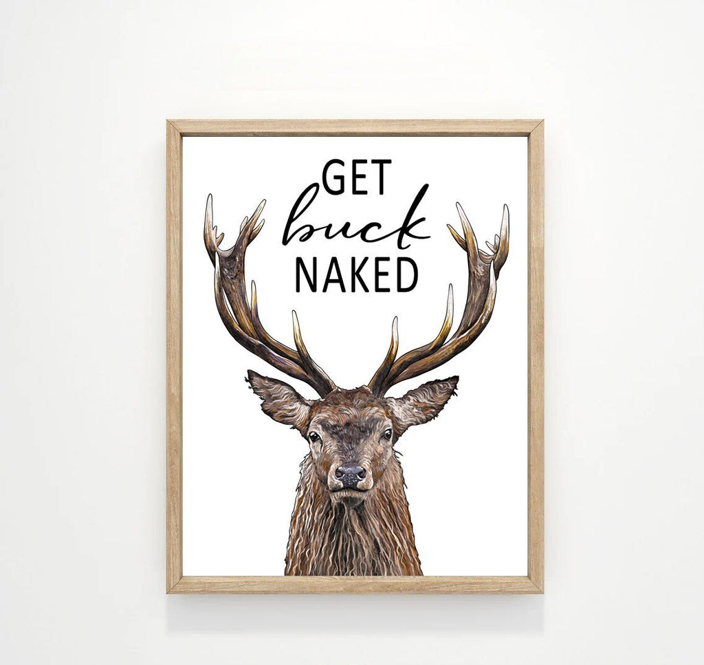 Set of 3 Bathroom Prints: Cheeky Moose, Bear & Deer - Lettered & Lined